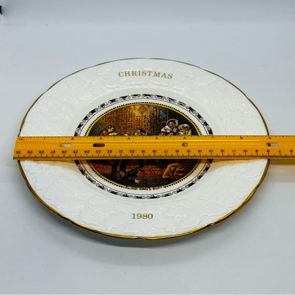 Vtg Coalport Fine Bone China CHRISTMAS 1980 Collector Plate Blind Man's Buff Box - Picture 12 of 12